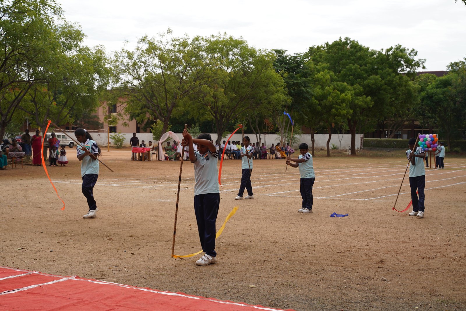 Students learning Silambam